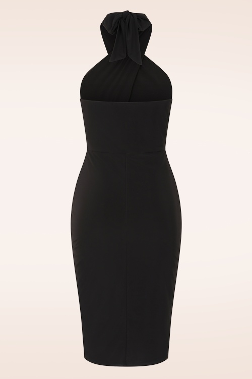 Vintage Chic for Topvintage - Topvintage exclusive ~ Valentina halter pencil jurk in zwart 3