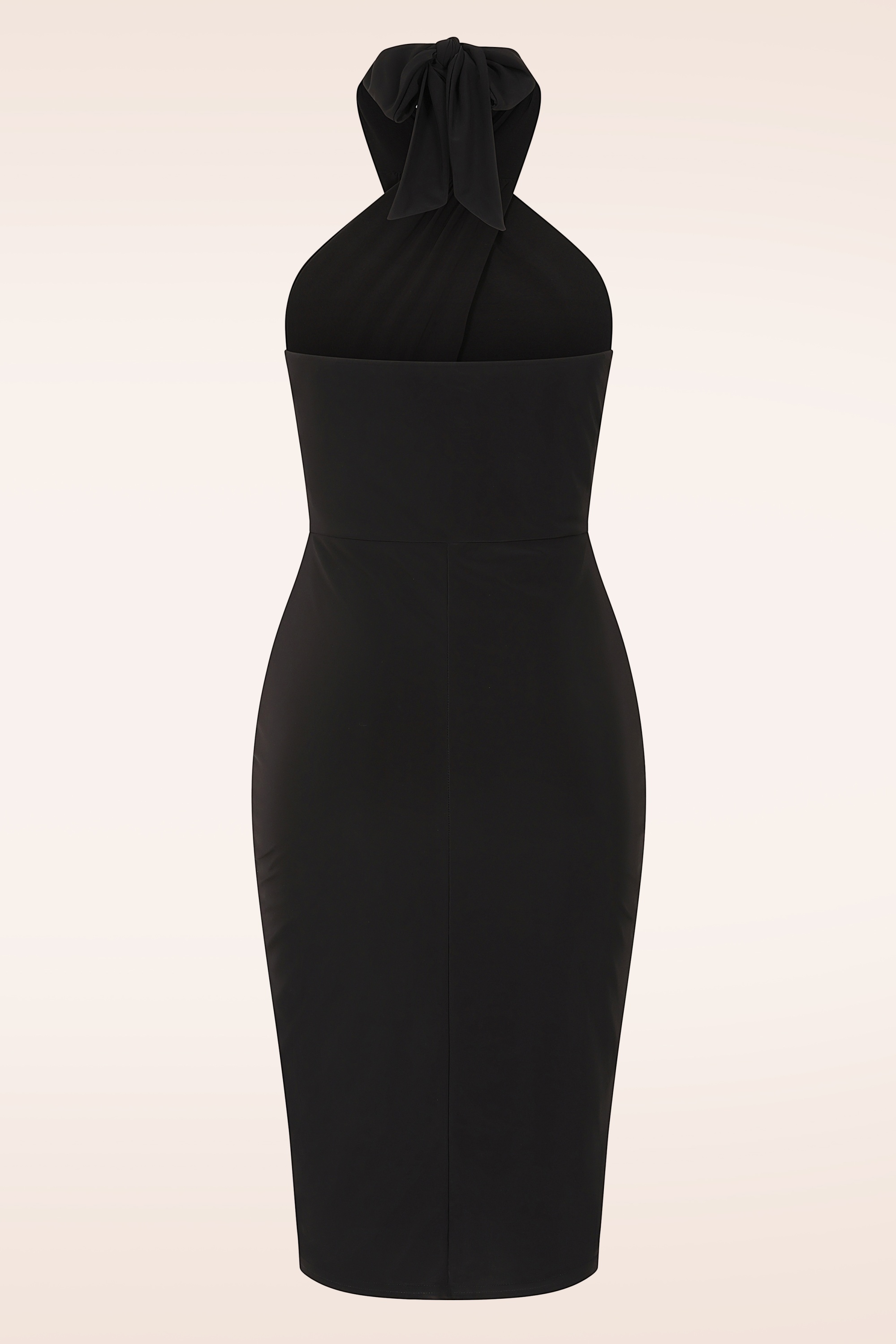 Vintage Chic for Topvintage - Topvintage exclusive ~ Valentina halter pencil jurk in zwart 3