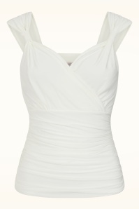 Vintage Chic for Topvintage - Topvintage exclusive ~ Claire slinky top in gebroken wit