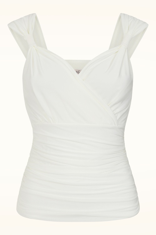 Vintage Chic for Topvintage - Topvintage exclusive ~ Claire slinky top in gebroken wit