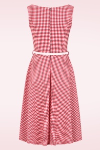 Vintage Chic for Topvintage - Topvintage exclusive ~ Penny gingham swing jurk in rood en wit 3