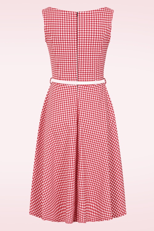 Vintage Chic for Topvintage - Topvintage exclusive ~ Penny gingham swing jurk in rood en wit 3