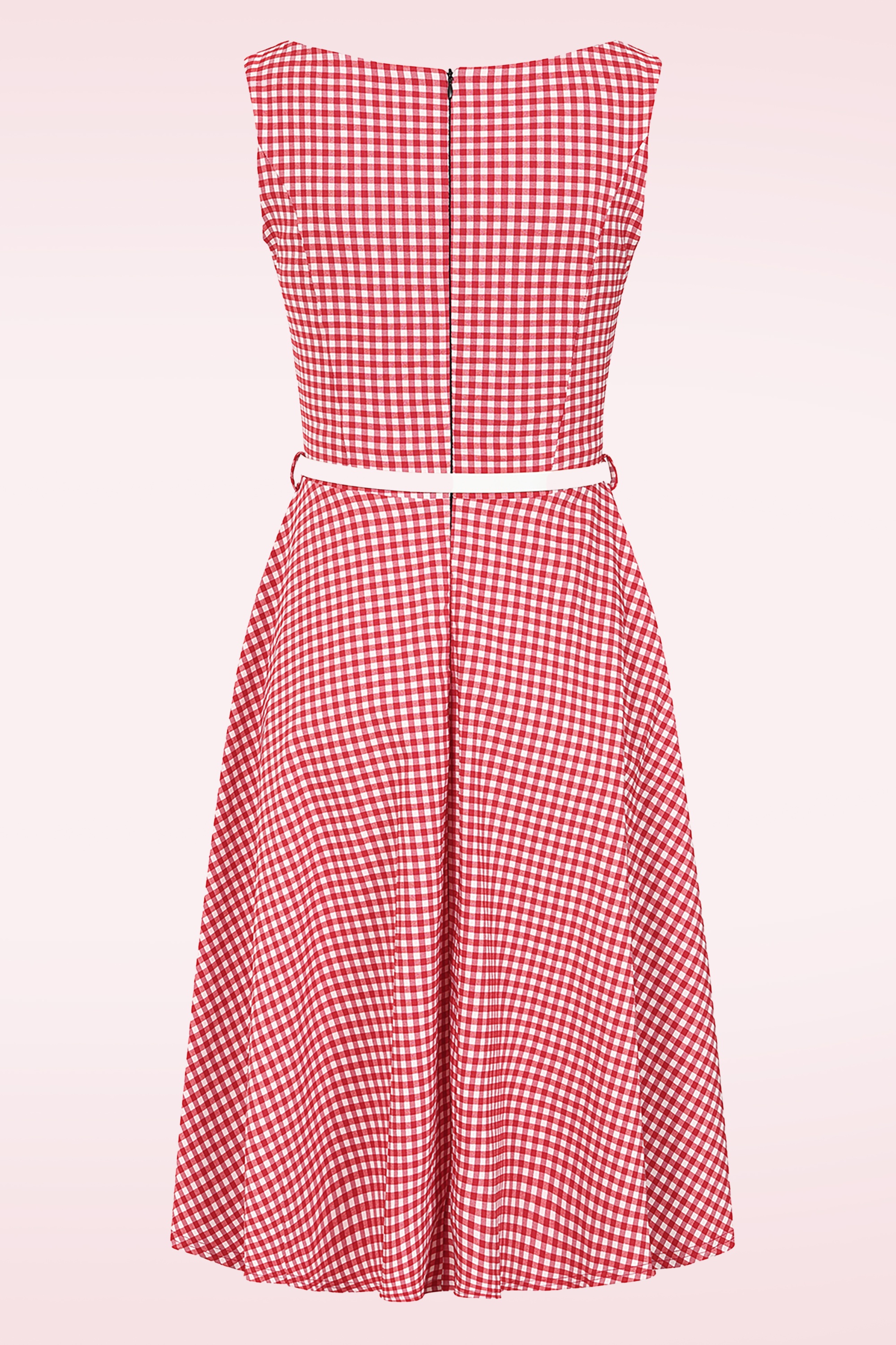 Vintage Chic for Topvintage - Topvintage exclusive ~ Penny gingham swing jurk in rood en wit 3