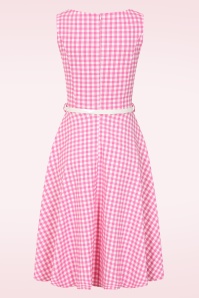 Vintage Chic for Topvintage - Topvintage exclusive ~ Penny gingham swing jurk in roze en wit 3