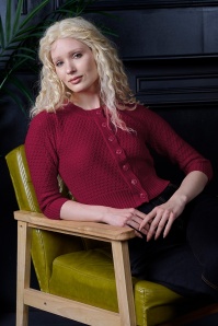 Banned Retro - Fara katoenen vest in wijnrood