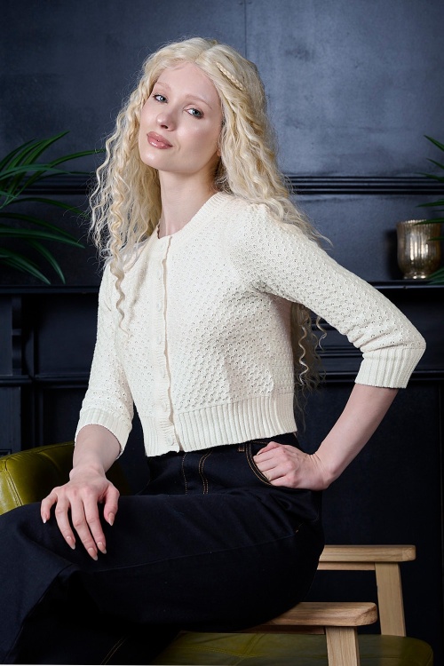 Banned Retro - Fara katoenen vest in ivoor