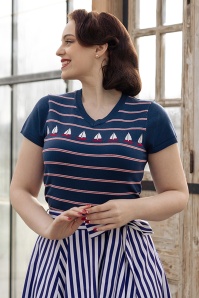 Banned Retro - Marine Molly gebreid truitje in navy