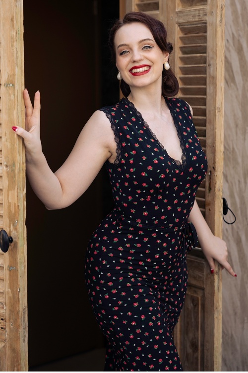 Blutsgeschwister - Daydream Darling midi jurk in Viva La Rosa