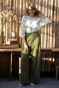 Banned Retro - Ottavia pantalon in olijfgroen