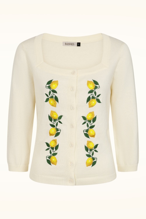 Banned Retro - Marla Lemon katoenen vest in ivoor 2