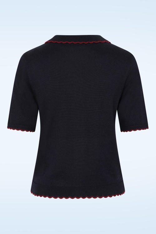 Banned Retro - Penny Flower vest in marineblauw 5