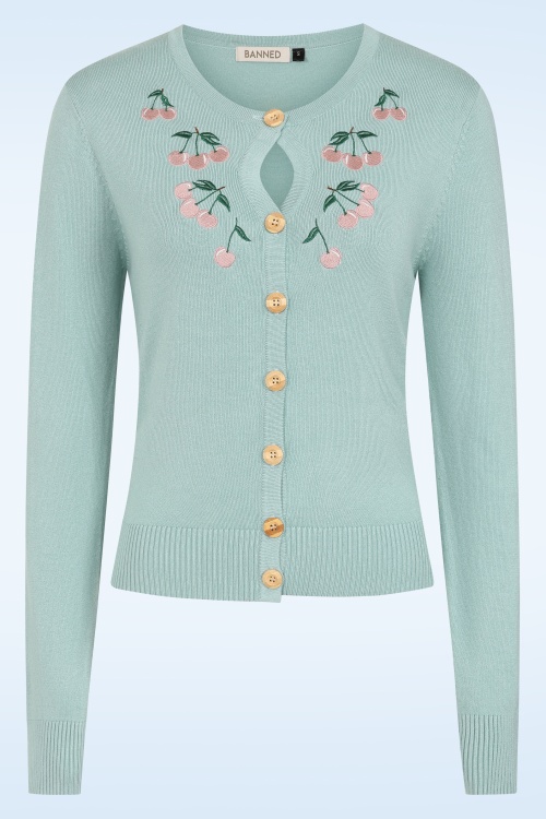 Banned Retro - Heritage Cherry vest in ijsblauw 2