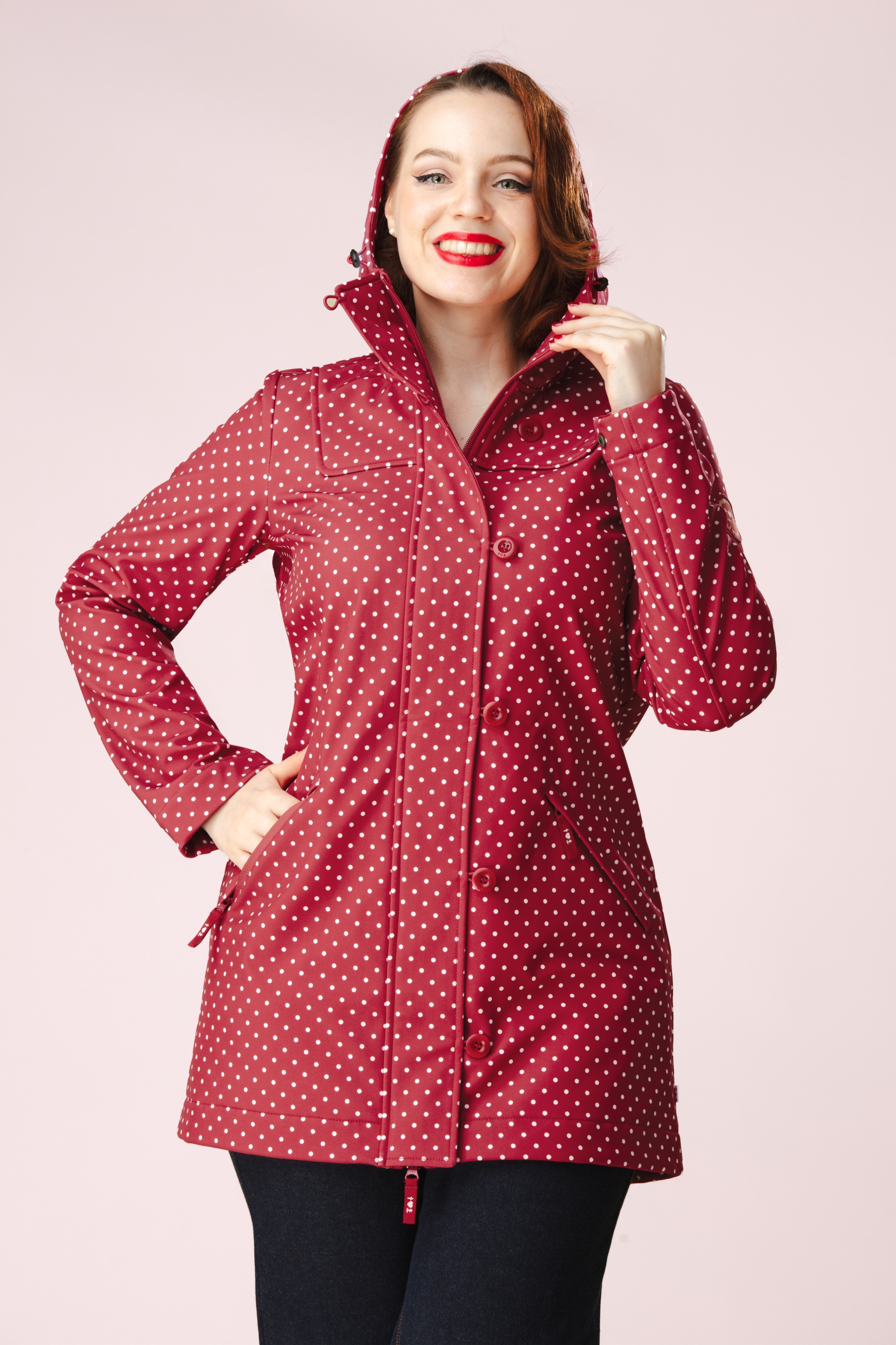 Blutsgeschwister - Wild Weather Soft Shell jack in pretty dotty rood 3