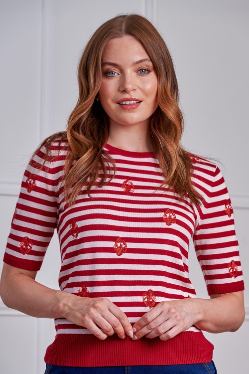 Banned Retro - Ruby Lobster trui in rood