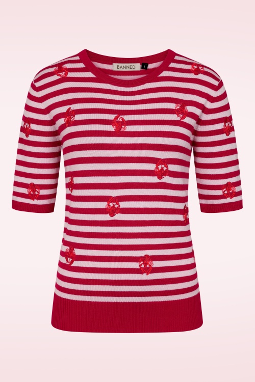 Banned Retro - Ruby Lobster trui in rood 2