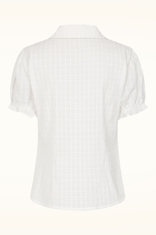 Banned Retro - Star katoenen blouse in wit 5