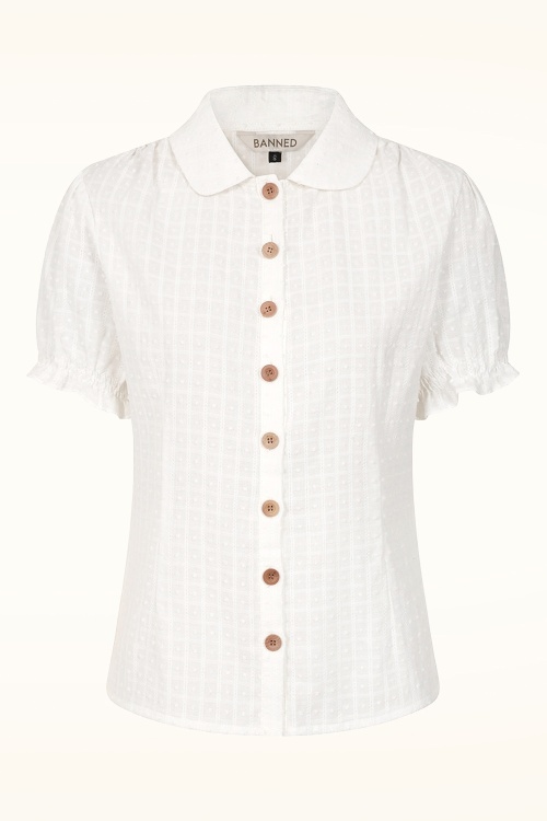 Banned Retro - Star katoenen blouse in wit 2