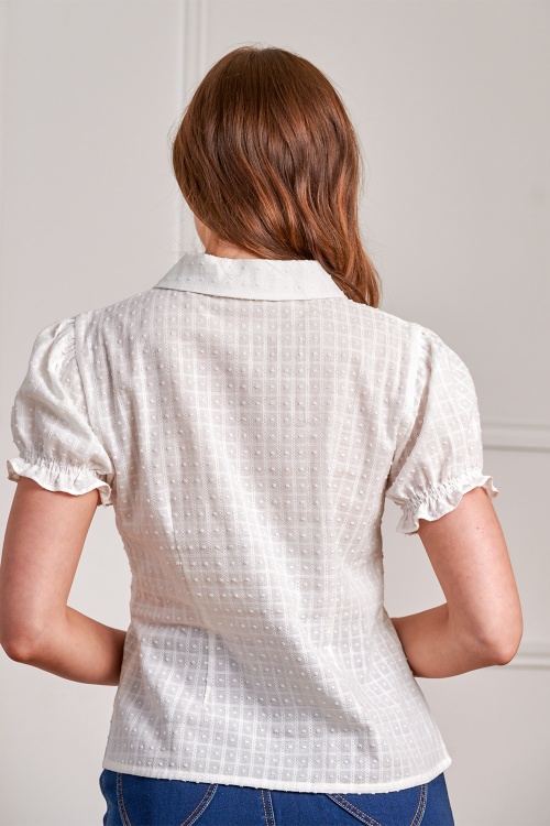 Banned Retro - Star katoenen blouse in wit 4