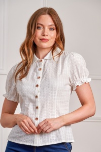 Banned Retro - Star katoenen blouse in wit