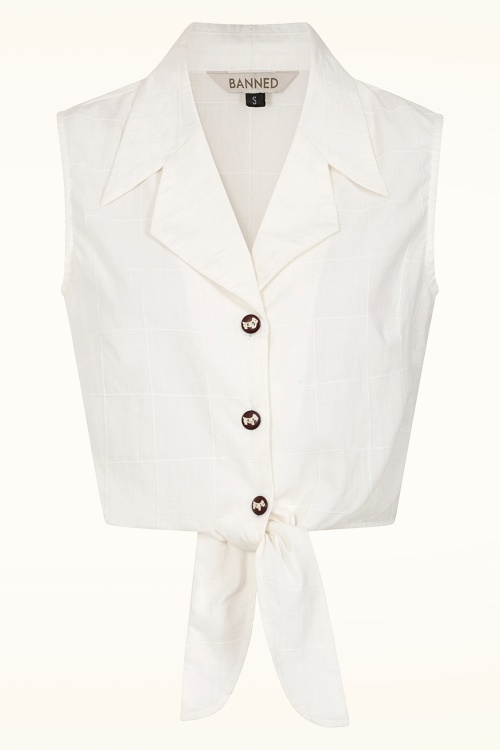 Banned Retro - Sandy katoenen blouse in wit 2