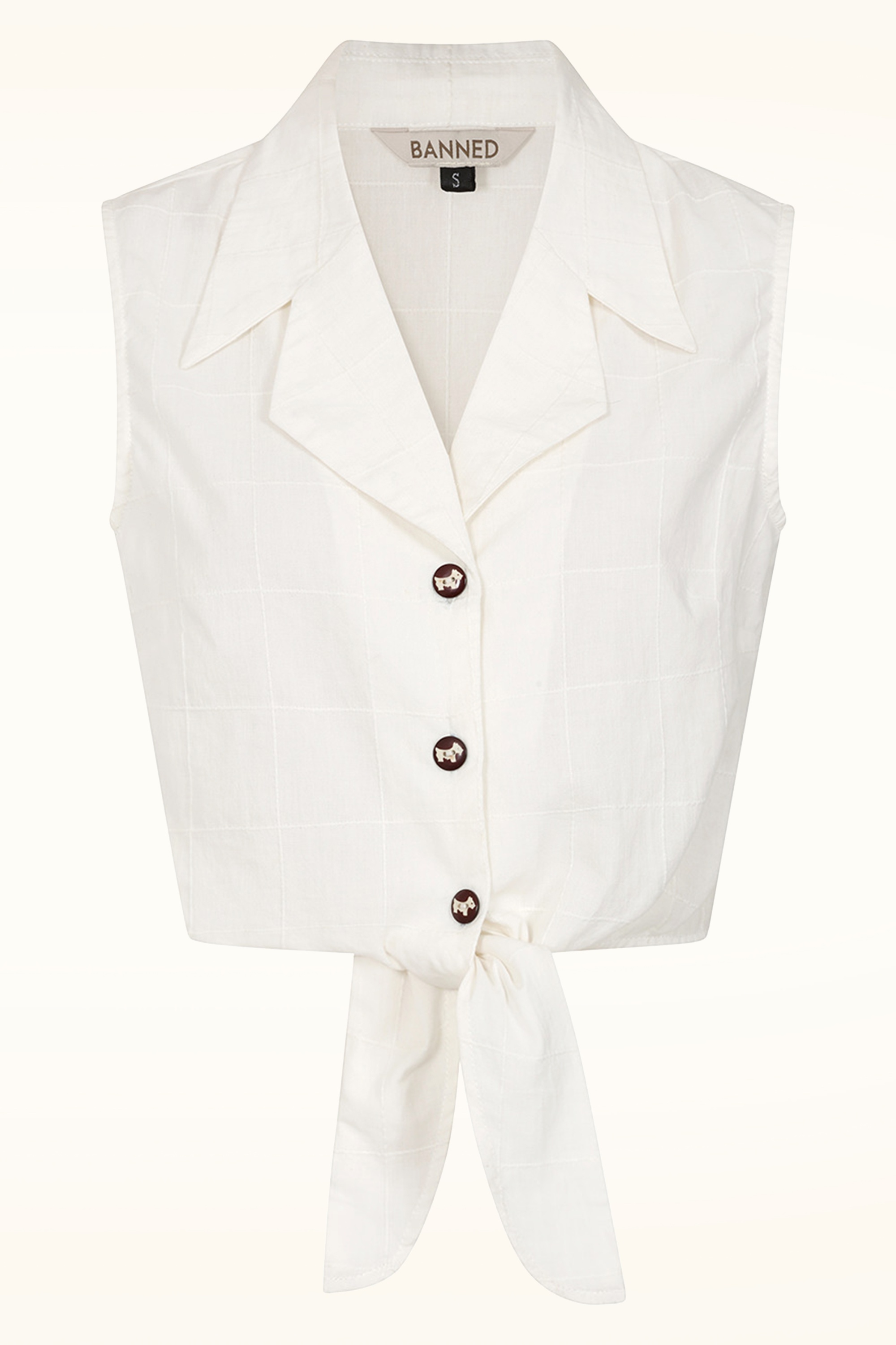 Banned Retro - Sandy katoenen blouse in wit 2