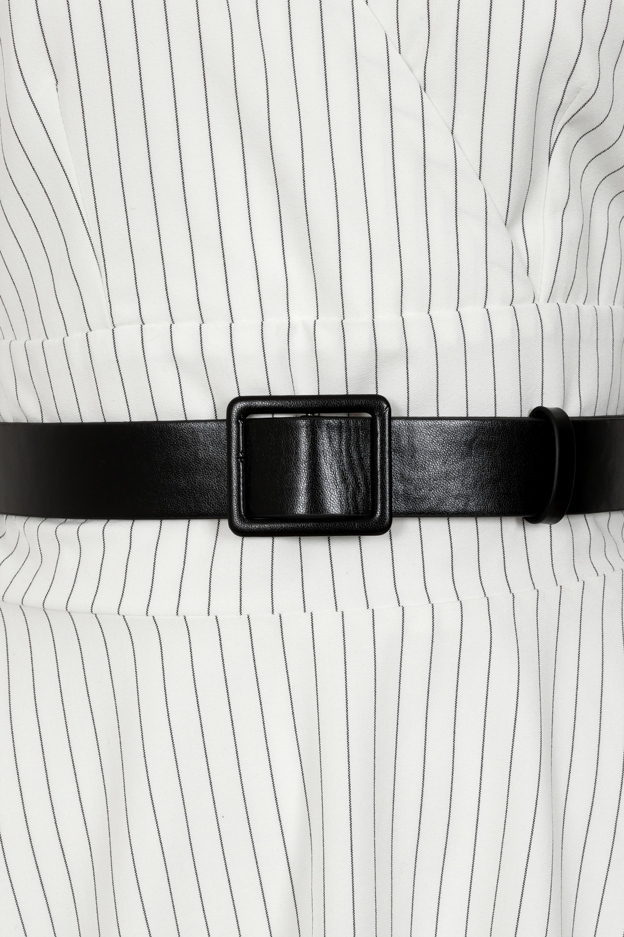 Glamour Bunny Business Babe - Topvintage exclusive ~ Chiara Pinstripe swing jurk in wit 4