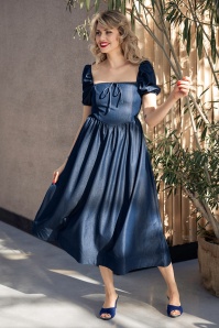 Glamorous - Bluebell Meadow midi jurk in indigo blauw