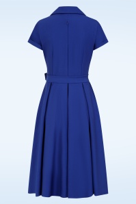 Glamour Bunny Business Babe - Topvintage Exclusive ~ The Glenda swing jurk in koningsblauw 6