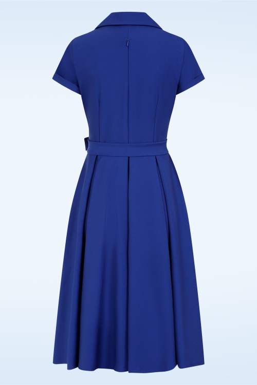 Glamour Bunny Business Babe - Topvintage Exclusive ~ The Glenda swing jurk in koningsblauw 6