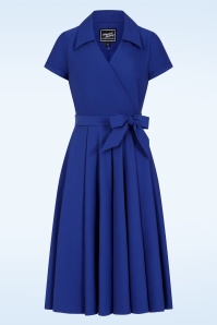 Glamour Bunny Business Babe - Topvintage Exclusive ~ The Glenda swing jurk in koningsblauw 2