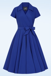 Glamour Bunny Business Babe - Topvintage Exclusive ~ The Glenda swing jurk in koningsblauw 5
