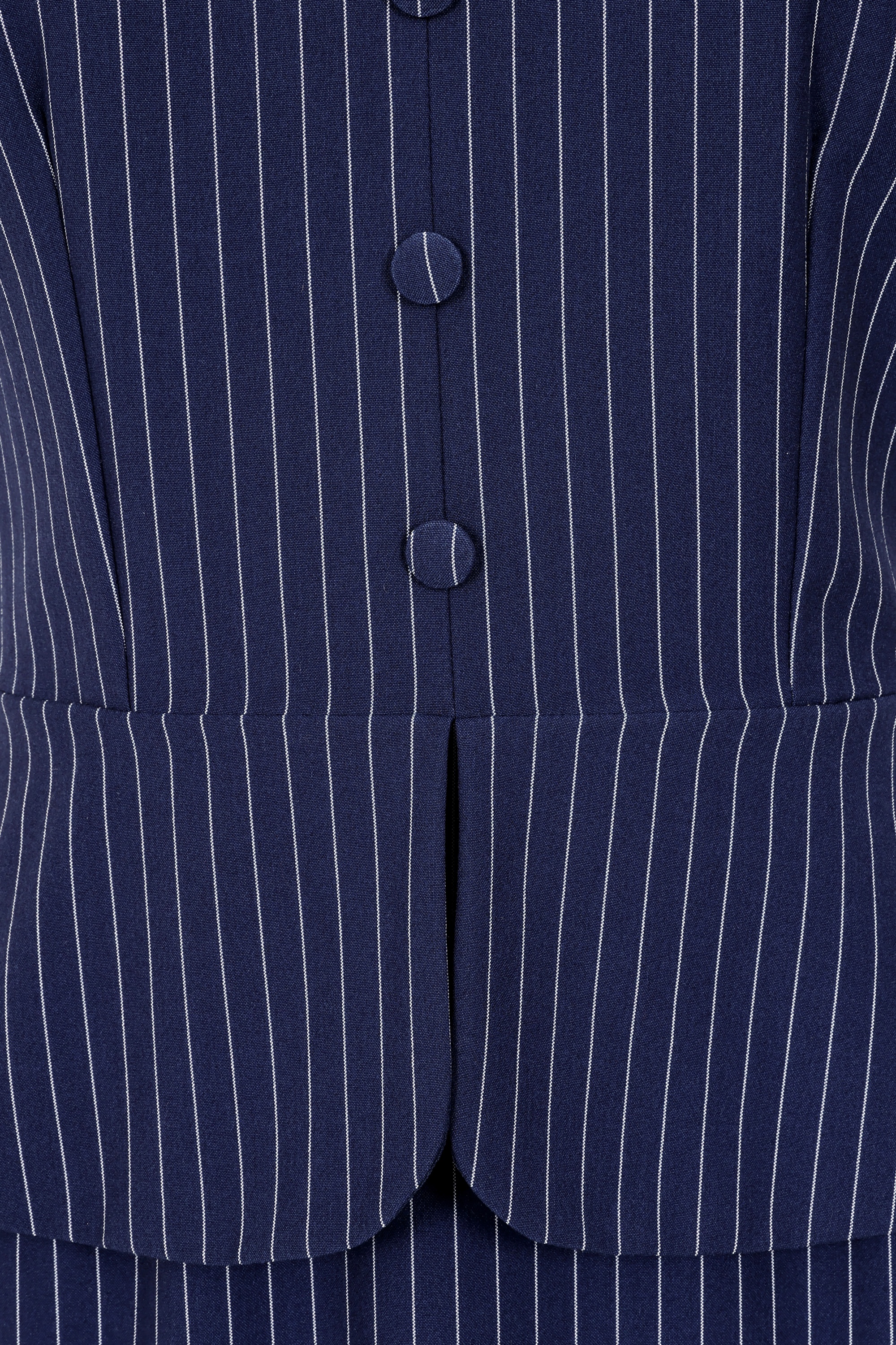 Glamour Bunny Business Babe - Topvintage exclusive ~ Penelope Pinstripe pencil jurk in marineblauw 3