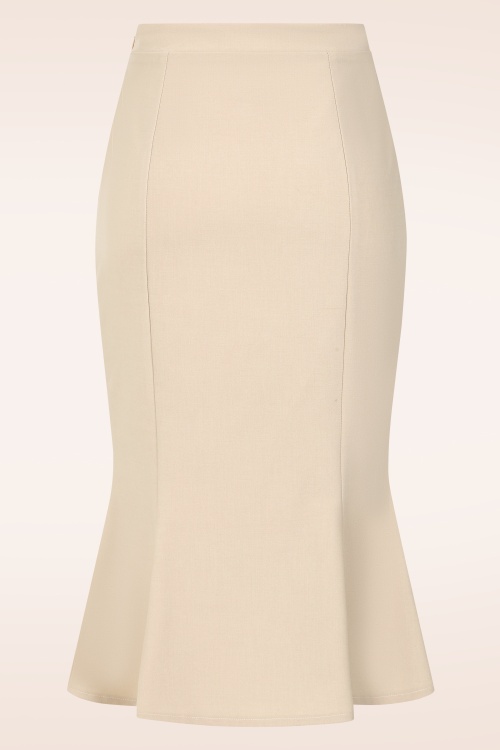 Glamour Bunny Business Babe - Topvintage Exclusive ~ The Vedette Fishtail rok in zand 3