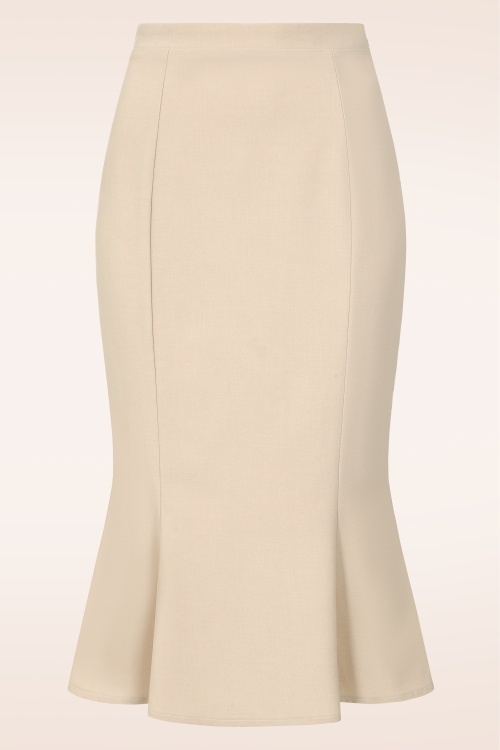 Glamour Bunny Business Babe - Topvintage Exclusive ~ The Vedette Fishtail rok in zand 2