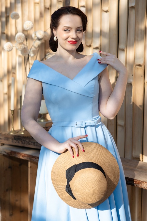 Vintage Diva  - Topvintage exclusive ~ The Aurelia swing jurk in luchtblauw 5