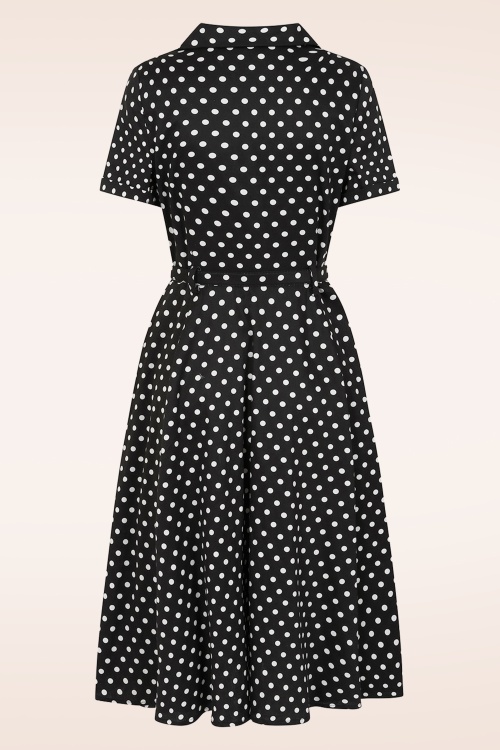 Banned Retro - Bella Polka swing jurk in zwart 5