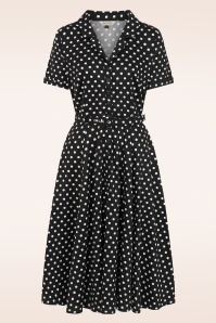 Banned Retro - Bella Polka swing jurk in zwart 3