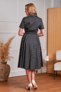 Banned Retro - Bella Polka swing jurk in zwart 2