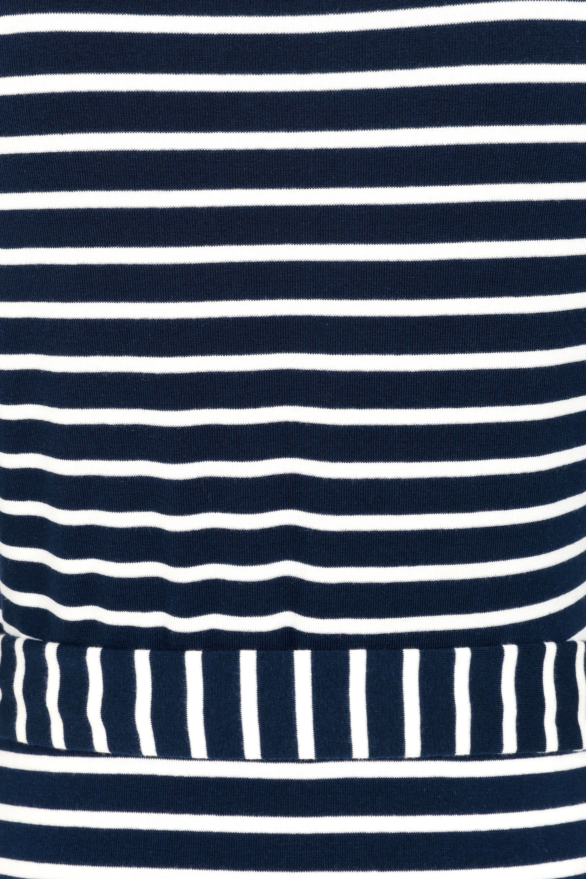 Banned Retro - May Stripe A-lijn wikkeljurk in navy en wit 5
