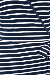 Banned Retro - May Stripe A-lijn wikkeljurk in navy en wit 4