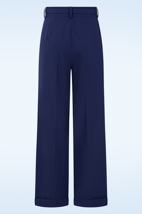 Banned Retro - Joanna pantalon in marineblauw 4
