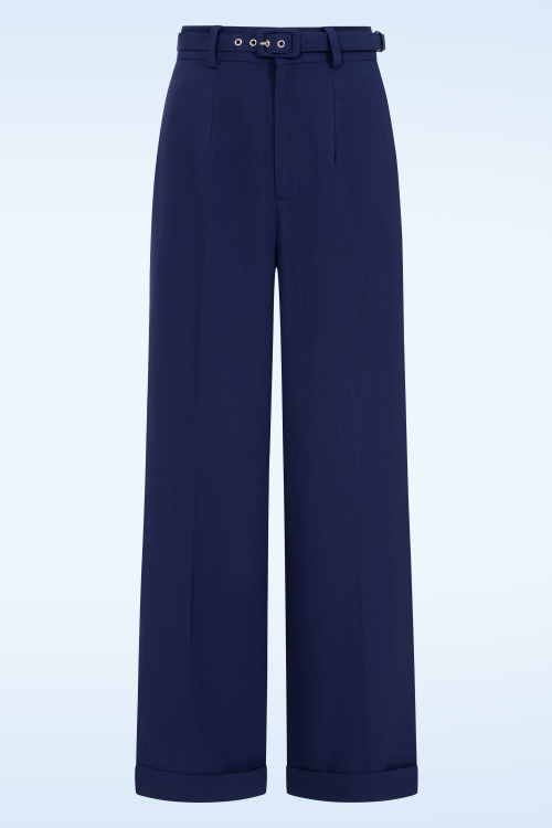 Banned Retro - Joanna pantalon in marineblauw 3