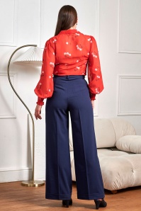 Banned Retro - Joanna pantalon in marineblauw 2