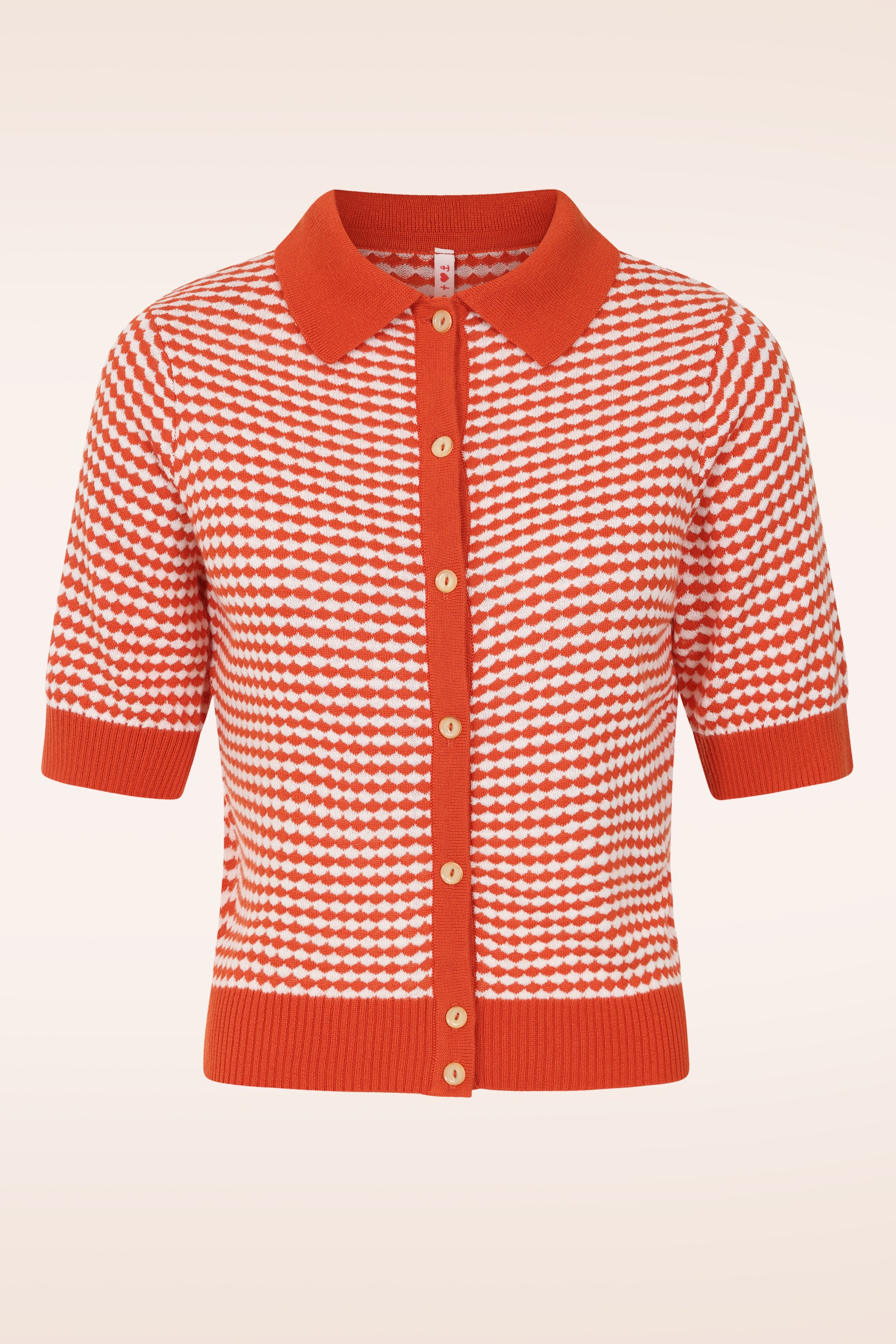 Blutsgeschwister - Petite Poloette gebreid vest in Mixed Dots rood en wit 2