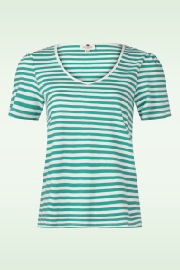 Princesse Nomade  - Eugénie katoenen t-shirt in Raye groen