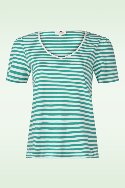 Princesse Nomade  - Eugénie katoenen t-shirt in Raye groen