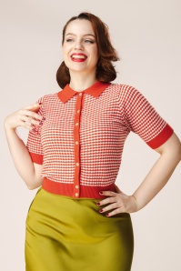 Blutsgeschwister - Petite Poloette gebreid vest in Mixed Dots rood en wit