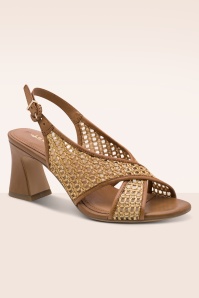 Tamaris - Savannah sandaaltjes met blokhak in bruin 2