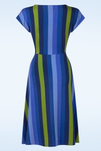 Mademoiselle YéYé - Frenchy Affair gestreepte jurk in blauw 3