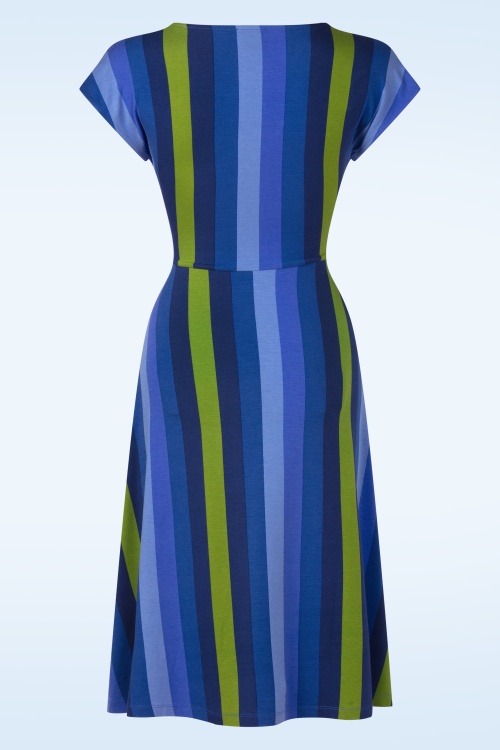 Mademoiselle YéYé - Frenchy Affair gestreepte jurk in blauw 3